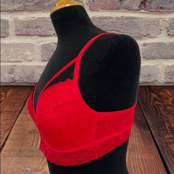 PINK Victoria’s Secret red lace bra small D-DD - Picture 4 of 7
